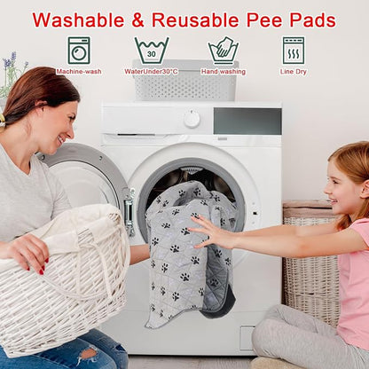 JERIA 2 Pack 72"x 72" Waterproof Non Slip Wee pad，Reusable Washable Pee Pads for Dogs，Absorbent and Leakproof Training Mats for Potty, Bed, Sofa, Potty Training