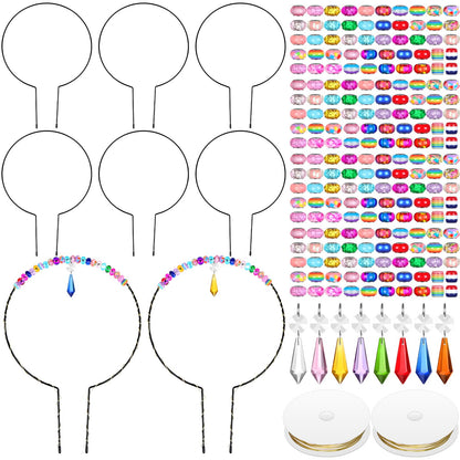 PartyYeah 218PCS Beaded Garden Stakes Kit Fairy Garden Stakes DIY Fairy Wand Garden Stake Beads Kits with 8 Colorful Crystal Charm 8 Round Arch Stand 200 Colorful Beads for Garden Craft Supplies