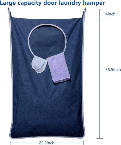 KEEPJOY XL Hanging Laundry Hamper Bag, Large 36"x22" Clothes Hanging Hamper with Strong Hooks for Dirty Clothes Laundry Storage Bag (Blue,1-Pack)
