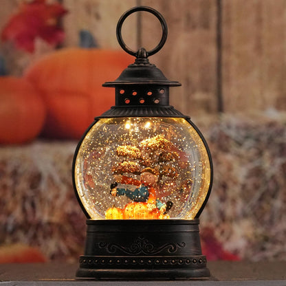 Thanksgiving Decorations Snow Globes, Light Up Snow Globe Lantern with Scarecrow Pumpkin, 6H Timer, USB & Battery Operated Fall Decorations for Autumn Thanksgiving Harvest…