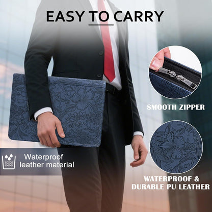 Calfinder 3 Ring Portfolio Binder,PU Leather Padtfolio Binder with Zipper,Padfolios for Women&Men,Professional Business Portfolio Organizer for Resume/Interview, A4 Letter Document Organizer