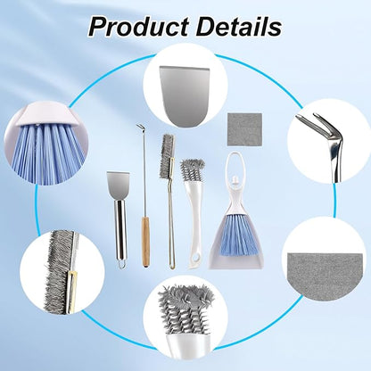 6 PCE Set Bird Cage Cleaner with Cleaning Towel, Stainless Steel Poop Remover & Cage Cleaning Brush Tools, Complete Bird Cage Accessories for Parakeet & Small Animal Cage Cleaning