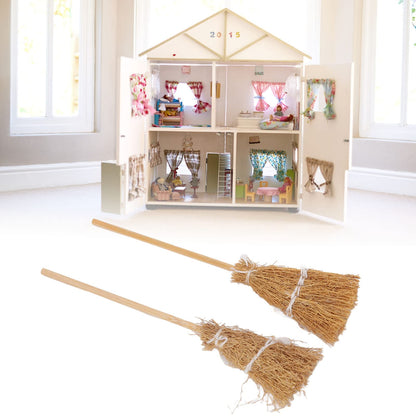 20-Pack Mini Witch Brooms - White Rope Halloween Decor, Miniature Broomstick Ornaments for DIY Crafts, Party Favors & Haunted House Displays