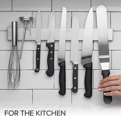 Modern Innovations 12 Inch Stainless Steel Magnetic Knife Bar with Multipurpose Use as Knife Holder, Knife Rack, Knife Strip, Kitchen Utensil Holder, Tool Holder, Art Supply Organizer, Home Organizer