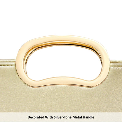 DETARA Clutch Purses for Women Cut Out Handle Clutch PU Leather Evening Bag Elegant Purse for Women Formal Wedding Party (Gold P032G)
