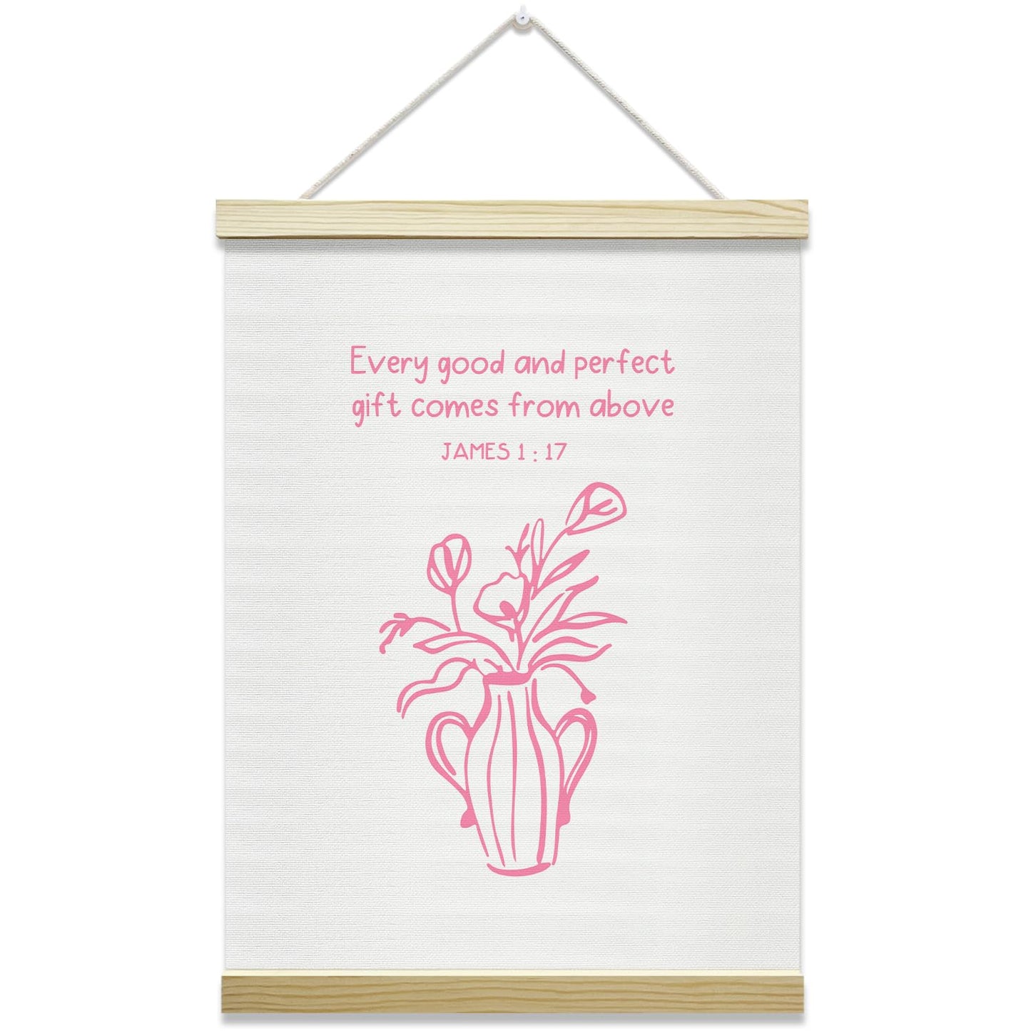 Pink Floral Christian Bible Verses Poster Hanger Frame, Inspirational Posters Canvas Wall Art for Women Girls Dorm Bedroom Decor, 12x16 Inches -033