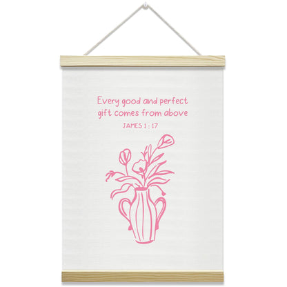 Pink Floral Christian Bible Verses Poster Hanger Frame, Inspirational Posters Canvas Wall Art for Women Girls Dorm Bedroom Decor, 12x16 Inches -033