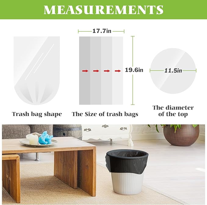 Teivio 4 Gallon 200 Counts Strong Trash Bags Garbage Bags, Bathroom Trash Can
