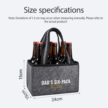 Funny Dad Gifts from Daughter Son, Dad Beer Carrier Felt Bottle Tote, Father’s Day Birthday Gift, Reusable Drink Caddy for Camping, BBQ, Picnic, and Party