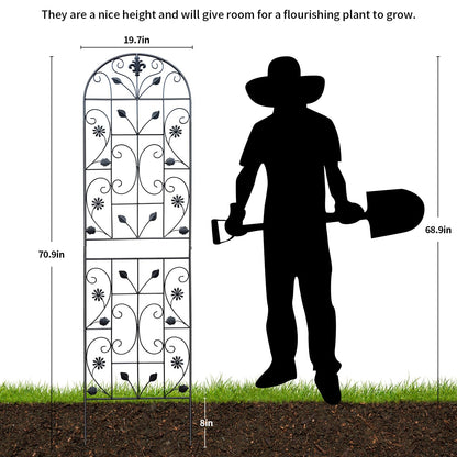 Maidapulu, Trellis for Climbing Plants Outdoor, （2 Pack 70.8x19.6-inch）, Generic Metal Garden Trellis, Rustproof, Easy Assembly,（Black）