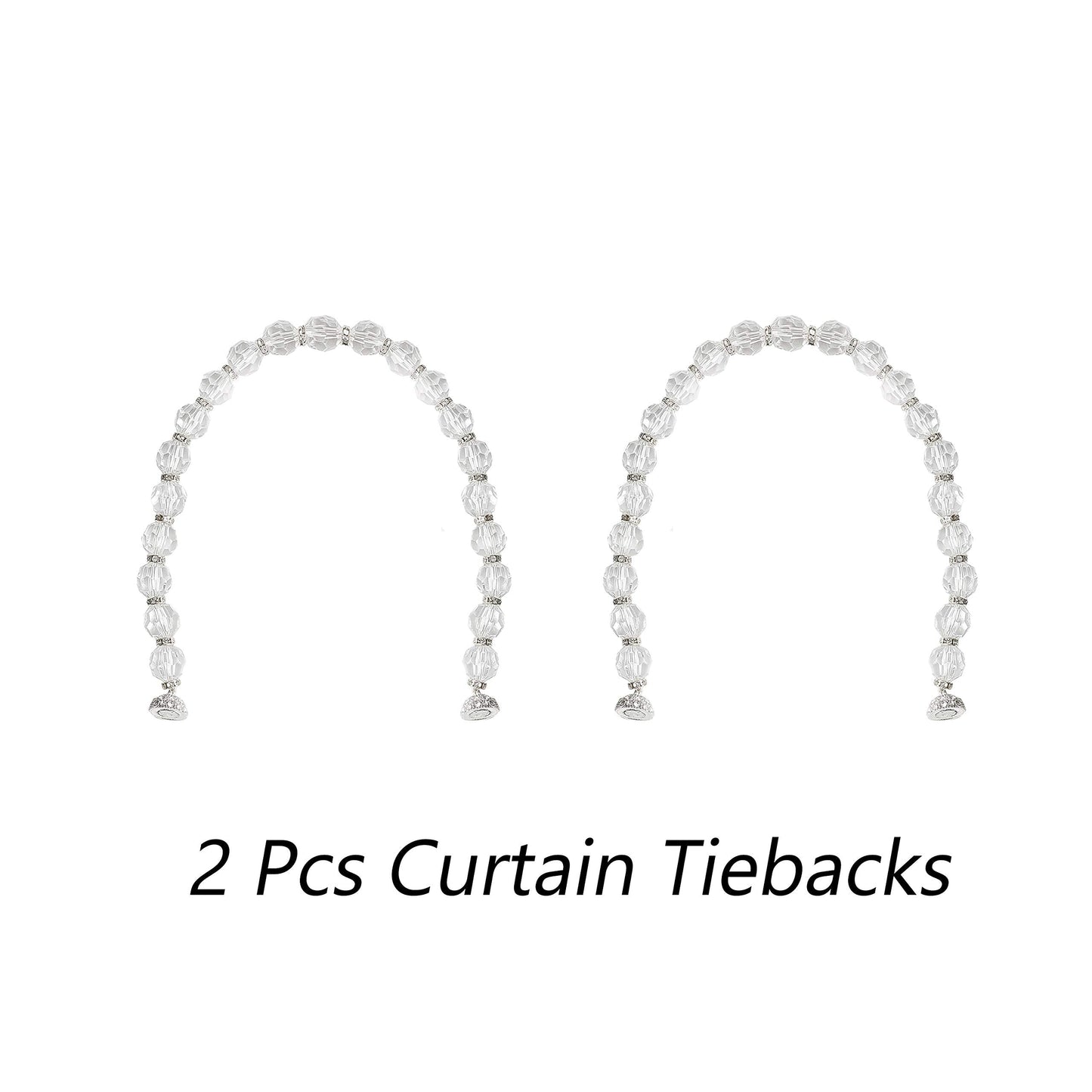 Central Park 2 Pack Curtain Tiebacks Crystal Bead Magnetic 13 Inches Long Durable Tie Backs Drapery Holdbacks Holder for Window Curtain Panels, Drapes, Home Decor, Clear