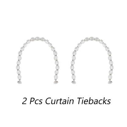 Central Park 2 Pack Curtain Tiebacks Crystal Bead Magnetic 13 Inches Long Durable Tie Backs Drapery Holdbacks Holder for Window Curtain Panels, Drapes, Home Decor, Clear
