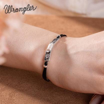 Montana West x Wrangler Faux Leather Wrap Bracelets for Women Western Country Bohemian Cowgirl Turquoise Dainty Jewelry AR-WGW-1119S-BG