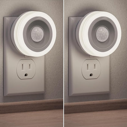 Briignite Motion Sensor Night Light, [2 Pack] Night Lights Plug into Wall, Auto On/Off Motion Activation Nightlight, Energy-Saving 0.6W LED, Daylight White, Ideal for Kids, Bedroom, Bathroom