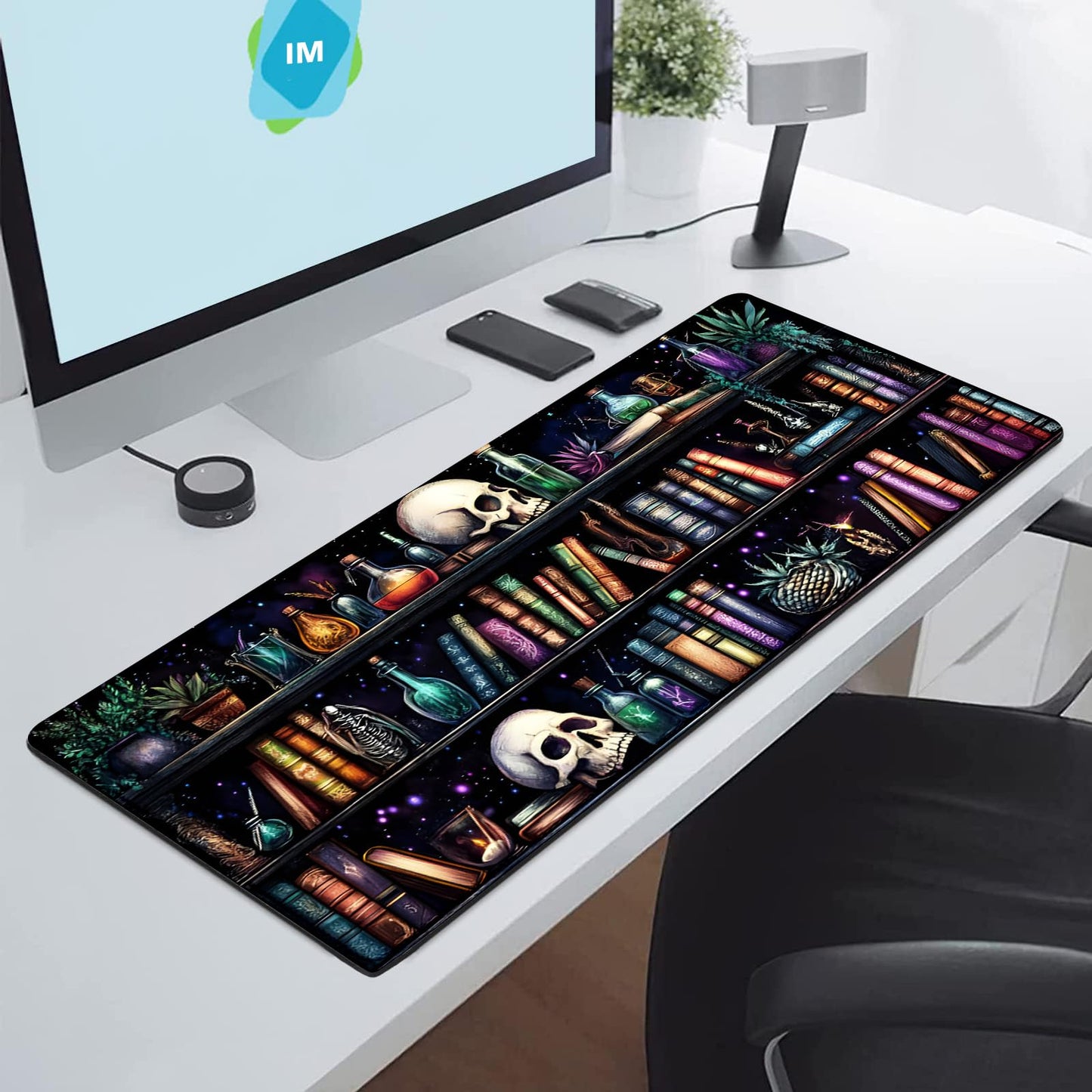 Extended Gaming Mouse Pad 31.5 x11.8 inch, Large Non-Slip Rubber Desk Mat for Gamers, Waterproof Smooth Surface for Precise Mouse Control, Washable Computer Keyboard Pad (Gothic Element Library)