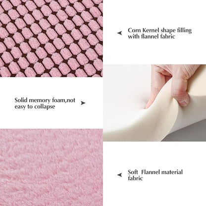BVAGSS Reversible Dog Crate Pad, Memory Foam Pet Bed Mat, Soft Warm Machine Washable Sleeping Kennel Mattress for Small Medium Dogs XH079 (24''x18''x1.6'',Pink)