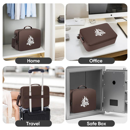 BALEINE Fireproof Document Box with Lock, Portable Fireproof Document Bag Waterproof Fire Proof File Boxes for Documents, File Organizer Box for Important Paperwork (Brown, 15''x11''x4'')