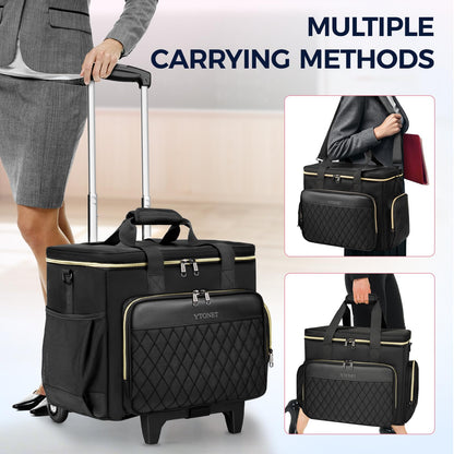 Ytonet Rolling Teacher Bag, X-Large Rolling Cart for Teachers with Detachable Dolly & File Tote Bag, 17.3 Inch Roller Briefcase for Women Office Work Craft Nurse, Teacher Essentials Supply Organizer