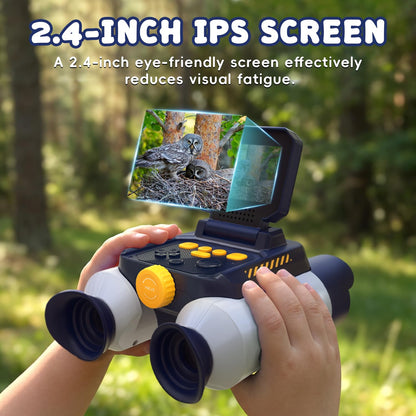 Ahalfcit Binoculars for Kids with Night Vision, 2.4" HD Screen & 10X Zoom for Photo and Video - Outdoor Adventure Binoculars Bird Watching, Camping, Hiking, Gifts for Kids Ages 4+ (White)