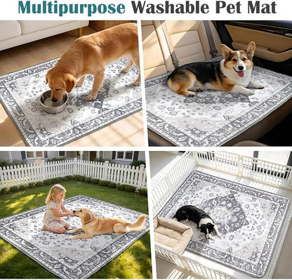 Washable Pee Pads for Dogs, 2 Pack Reusable Puppy Training Pads 36"x36" Super Absorbent Waterproof Dog Training Pads, Non-Slip Potty Pads, Whelping Pads Litter Mat Light Grey Medallion