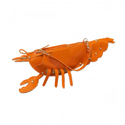 XJXFKDG Lobster Shaped Crossbody Bag,Fun Unique Rivets Lobster Design Shoulder,PU,Stylish Handbag Purse for Women Girls (Orange)