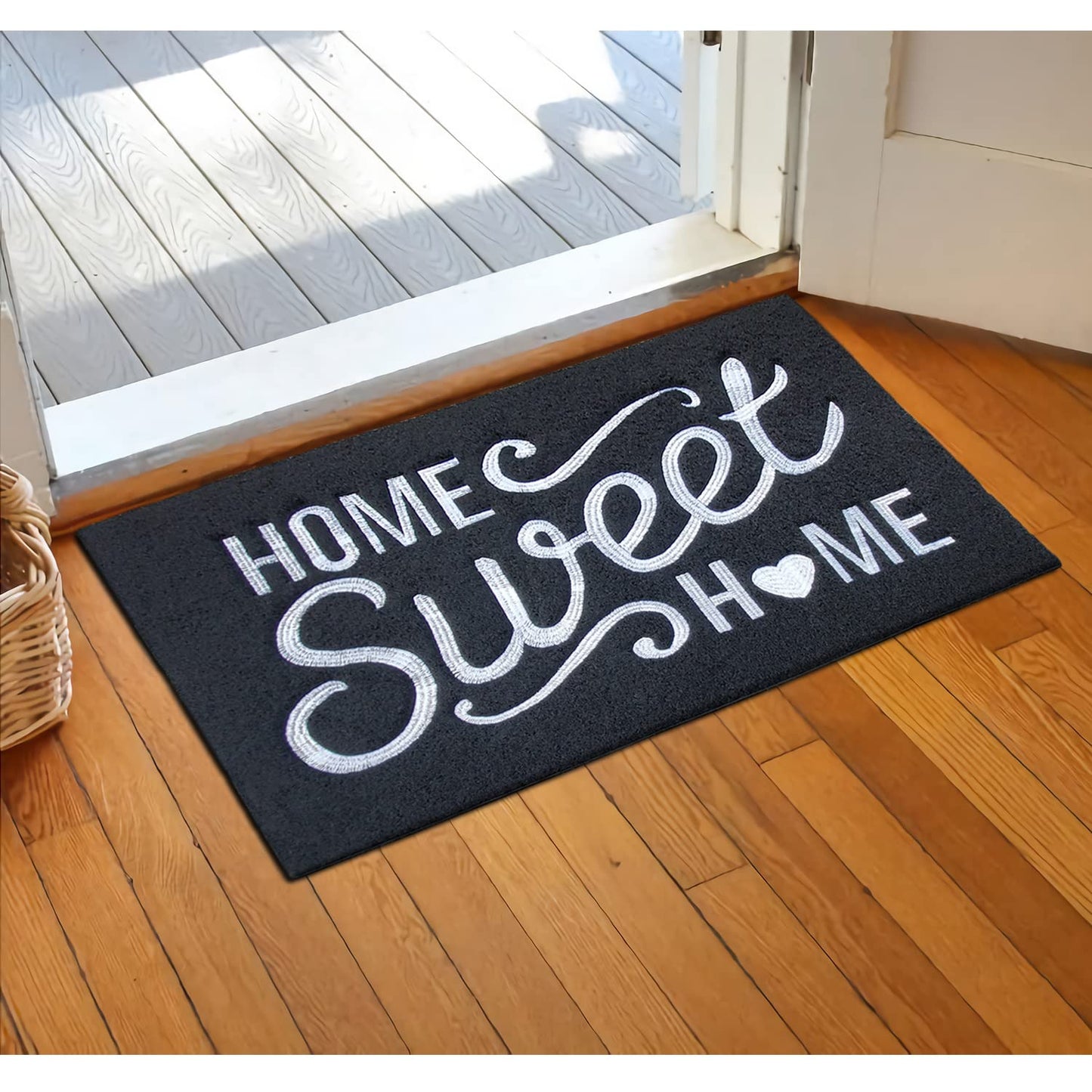 AAZZKANG Door Mats Outdoor with Non Slip Rubber Backing Durable Outdoor Doormat Easy to Clean Welcome Front Door Mat for Indoor,Entry,High Traffic Areas Black