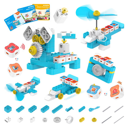 WhalesBot A1 Coding Toy for Kids, Building Block Robot, Fun STEM Toy with Magnetic Controller and Sensor Blocks, Screen-Free Coding with 3 Guide Books for Kids 3-6