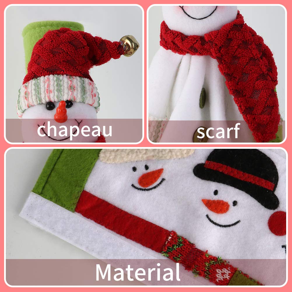 OurWarm Christmas Refrigerator Handle Covers Set of 4, 3D Cute Snowman Fridge Door Cover Kitchen Appliance Handle Covers for Kitchen Christmas Decorations