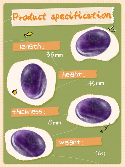 NUKAYAI Thumb Worry Stone Amethyst Crystal Rock Crystals and Healing Stones Oval Natural Fidget Meditation Accessories Gemstones Trinkets Pocket Stress Relief Gifts Anxiety Relief Items for Women Men