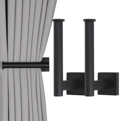 Groleca Curtain Holdbacks 2 Pack Metal Curtain Tiebacks Modern Curtain Hooks for Wall Curtain Ties Curtain Pull Backs for Thin or Thick Curtain (2, Black)