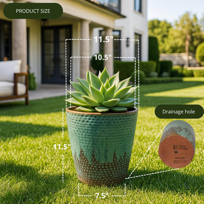 LYTIO Peyton Medium 11.8 in. Dia Blue Ceramic Patina Indoor Planter (CRM-090786)