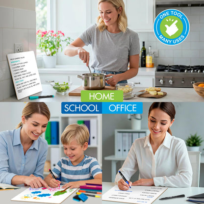 Scribbledo Small Dry Erase Boards for Students, 6 Pack 9 x 12 Double Sided White Boards with 6 Erasers, Student White Boards for Classroom, Personal Whiteboards for Kids, Mini Lap Boards