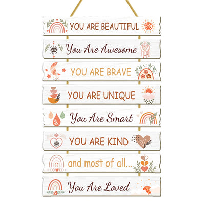 Rutiyoka Boho Wall Art for Girls' Room - Rainbow Inspirational Wood Decor for Kids' Nursery or Toddler Room Sign