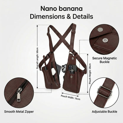 TXVGQMA 1 PC Men Anti Theft Hidden Underarm Shoulder Bag, PU Leather Double Armpit Phone Wallet, Adjustable Security Crossbody Harness Pouch for Travel EDC
