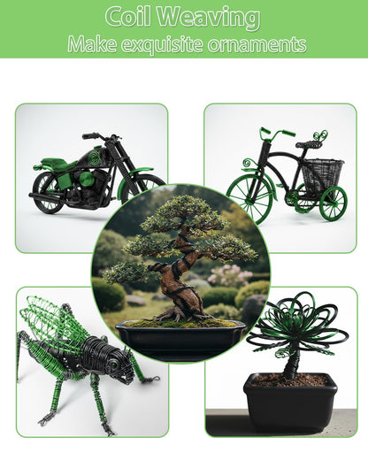 MOSFiATA Bonsai Wire Kit 8Pcs, 7 Roll Aluminum Bonsai Training Wire Coils with Cutter Set - Multiple Sizes (1/1.5/2.0/3.0mm) for Bonsai Trees Branch Control Plant Shaping