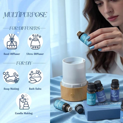 ARVIDSSON Essential Oil Blends Set, Well-Being Blend Gift Set - Sweet Dreams, Happy, Serenity, Breathe, Energy, Air Freshening, Natural Essential Oils for Diffusers, Candle Making