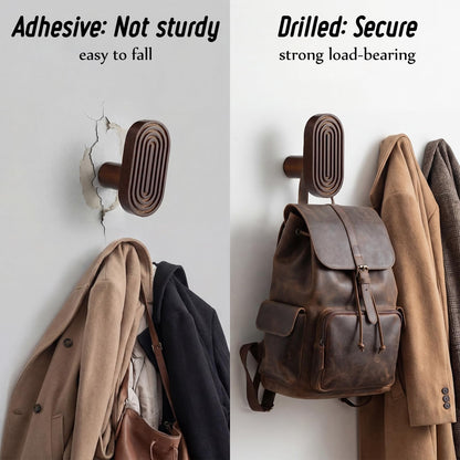 Novabright 4 Pcs Boho Wall Hooks Rainbow Arch Wooden Decorative Coat Hooks Mid Century Modern Holder Rustic Wall Mount Key Hanger for Entryway Decor Bedroom Western Home Kitchen(Oval,Walnut Wood)