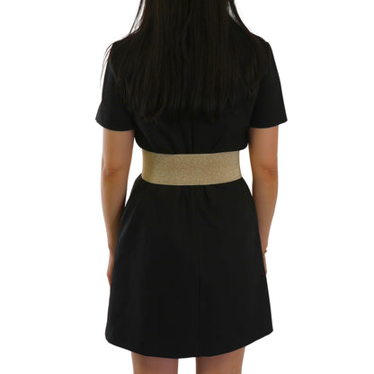 FASHIONGEN - Cowhide leather elastic belt for women, DARLENE - Golden, X-Large/waist size 34 to 36