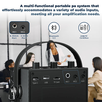 SANMIC Bluetooth 5.3 Voice Amplifier with Wireless Microphone Headset,Personal Wireless Amplifier Mic for Teachers,40W Loudly Portable Megaphone Pa System for Classrooms,Speeches,Outdoors Indoors-S98