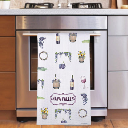 JNIAP Napa Valley Kitchen Towel Wine Glass and Vineyard Towel Napa Valley Lovers Gifts Napa Valley Theme Gifts (Napa Valley kt)