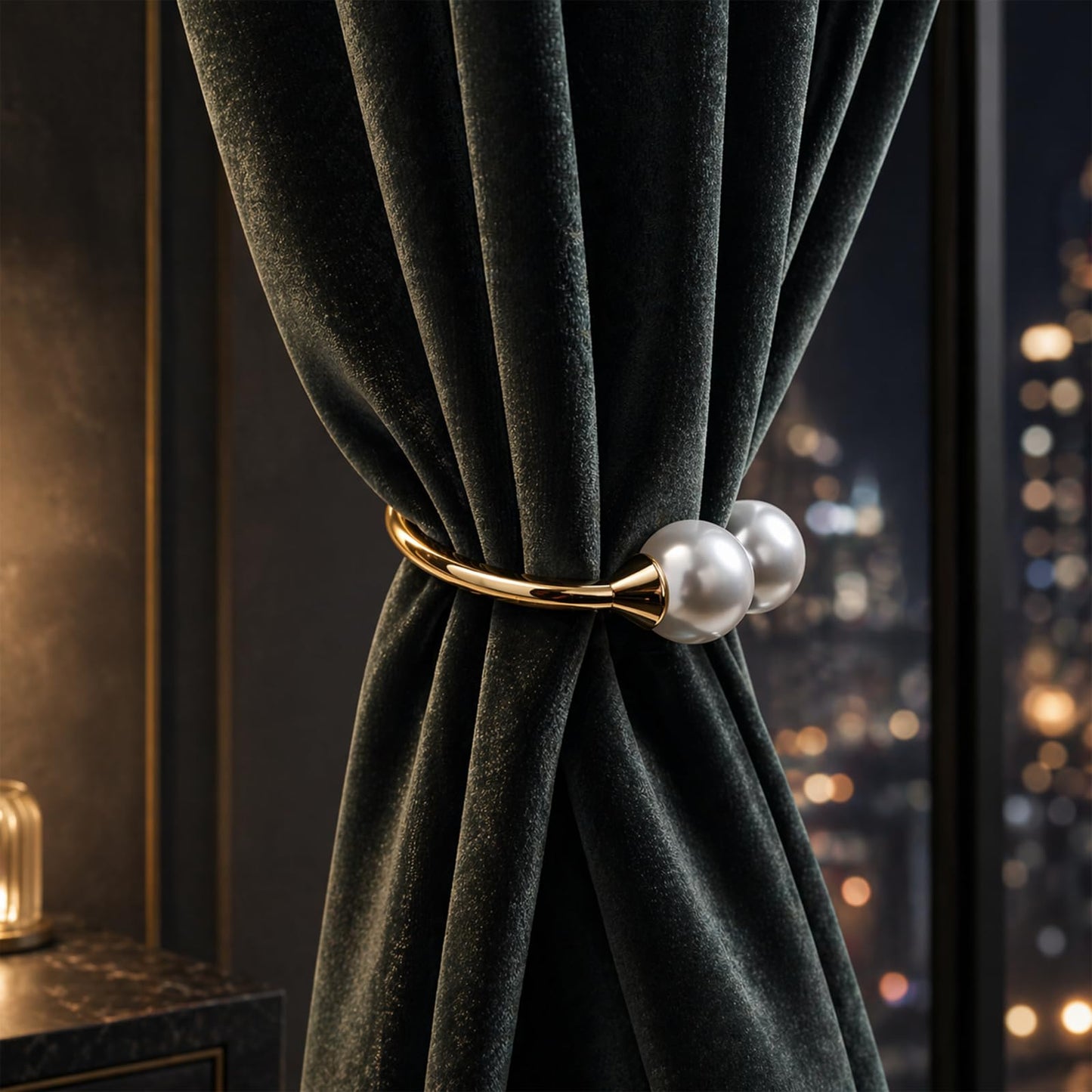 Curtain Tiebacks 2 Pack Curtain Ties Elegant Pearl Curtain Tie backs Premium Alloy Spring Curtain Clips No Drilling Curtain Ties for Modern Luxury French Nordic Minimalist Home Decor Curtain Holdbacks