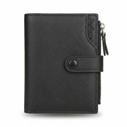 HAISHIDS Men's Trifold Nappa Leather Wallet, 15 Card Slots, RFID Protection, Portrait Format, Black