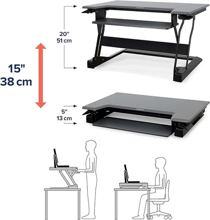 Ergotron – WorkFit-T Standing Desk Converter, Dual Monitor Sit Stand Desk Riser for Tabletops – 35 Inch Width, Black