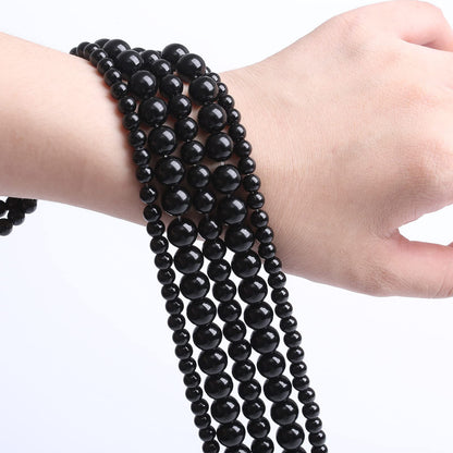 38PCS 10MM Natural Black Agate Stone Beads Round Loose Beads for welry Making DIY Bracelet Necklace Accessory 15 Inches