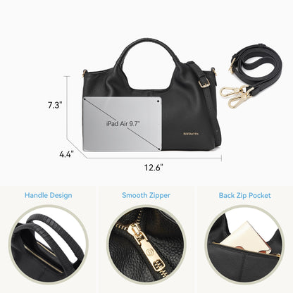 BOSTANTEN Genuine Leather Purses for Women Designer Handbags Crossbody Shoulder Bags Top Handle Satchel Black