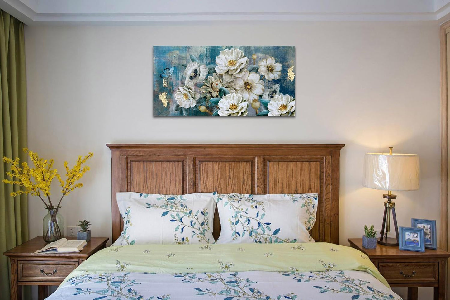 Arjun Tree Wall Art Canvas for Living Room Blue Tree of Life Nature Teal Abstract Textured Painting Picture Modern Panoramic Landscape Artwork Framed Bedroom Home Office Decor, Large Size 40"x20"