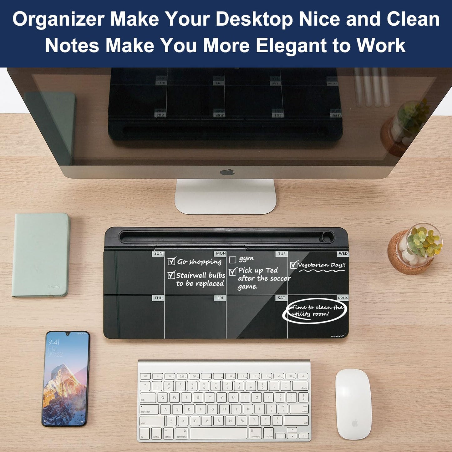 TSJ OFFICE Desktop Whiteboard Dry-Erase-Board - Computer Keyboard Stand White Board Surface Pad with Drawer, Desk Organizers with Accessories for Office, Home, School Supplies