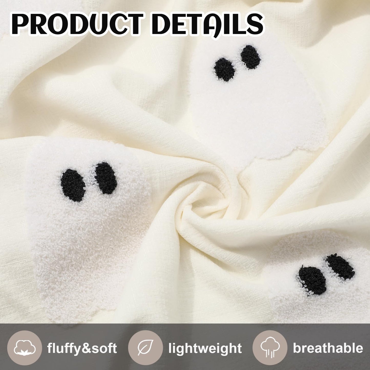JarThenaAMCS Halloween White Ghost Throw Blanket Chenille Soft Blankets for Home Bedroom Living Room Sofa Couch Outdoor Travel, 50 x 60 Inch