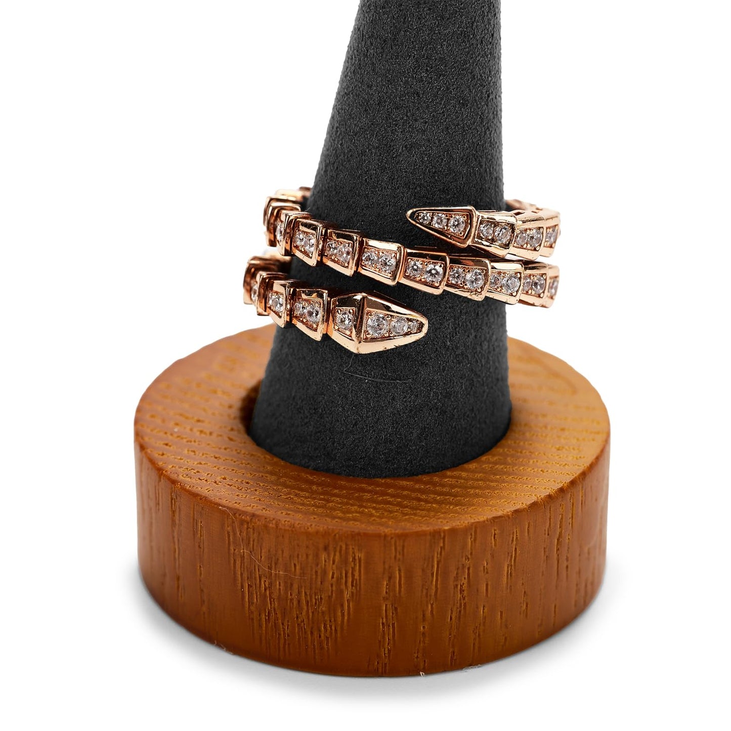 Oirlv Solid Wood Single Ring Display Stand Grey Ring Organizer Holder for Women Gift