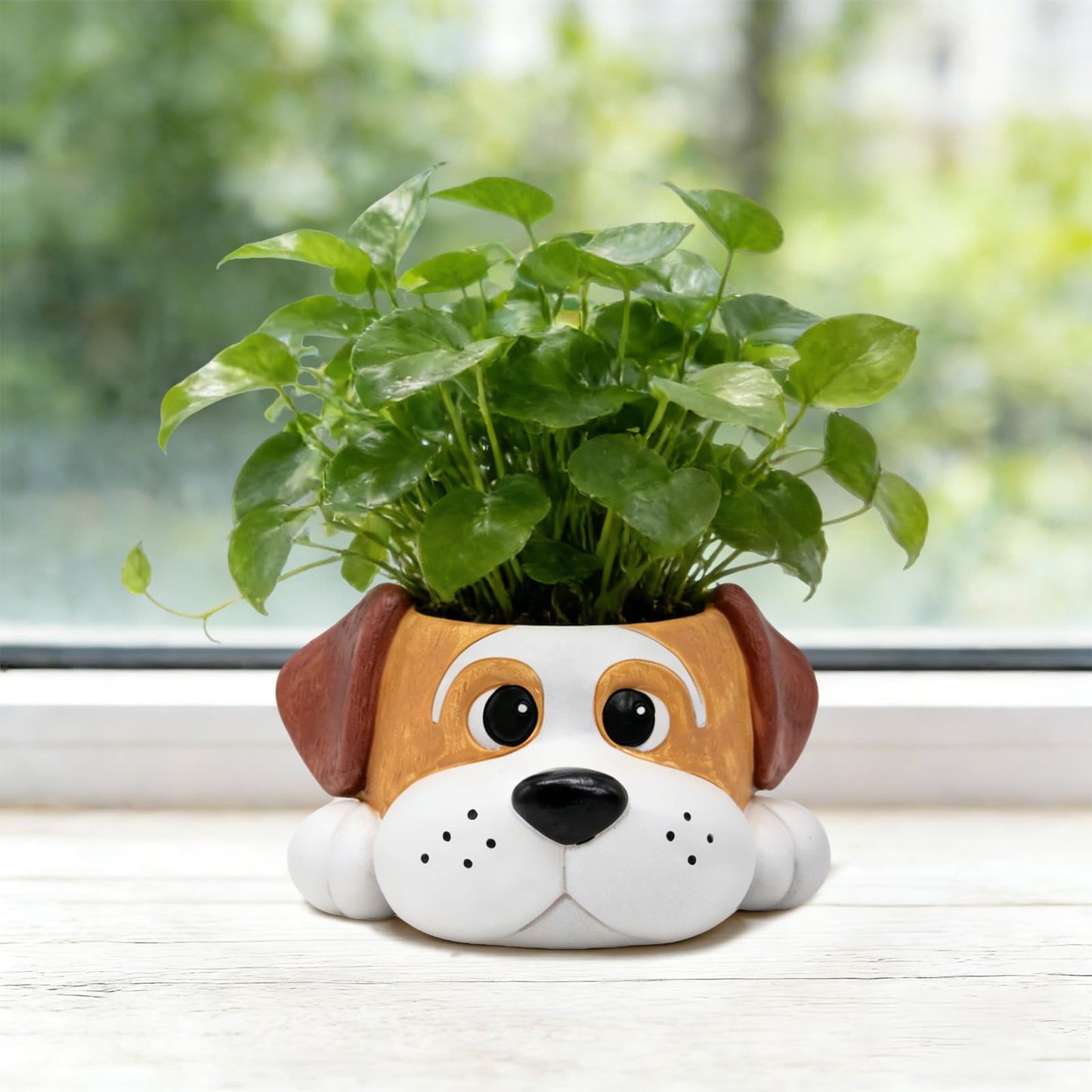 YOUOIVIA Cute Dog Planters for Indoor Outdoor Plants - Resin Animal Plant Pots for Home Office Decor - Funny Window Garden Flower Pot with Drainage Hole - Unique Succulent Pots Gift for Plant Lovers